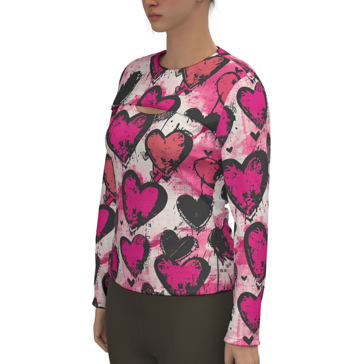 Punk Pink Hearts Two-piece Sport Sweatshirt