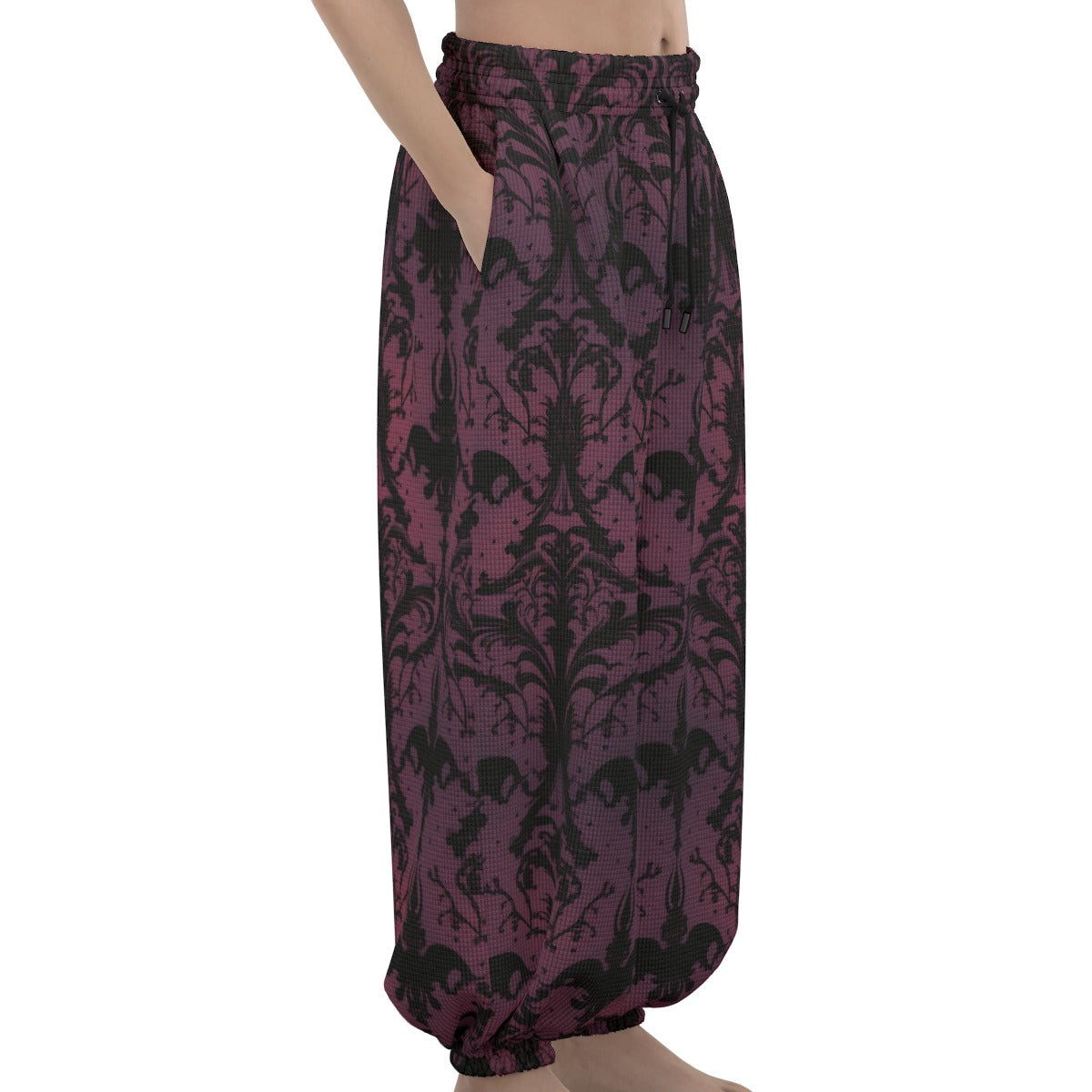 Gothic Black And Purple Lantern Pants