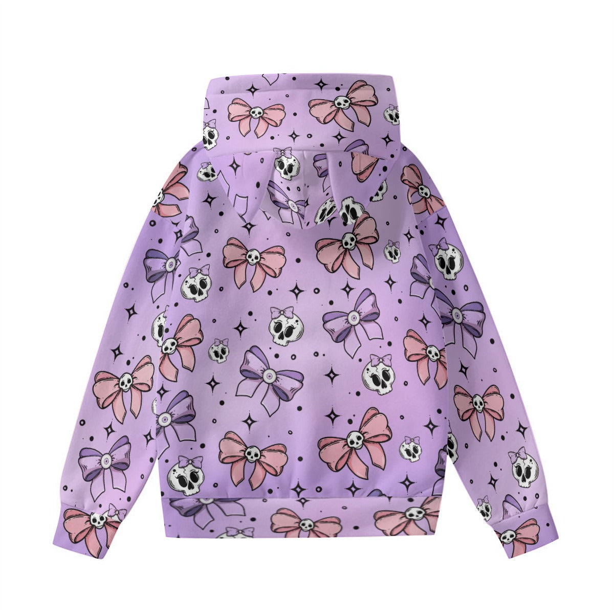 Cute Bows And Skulls Hoodie With Cat Ears