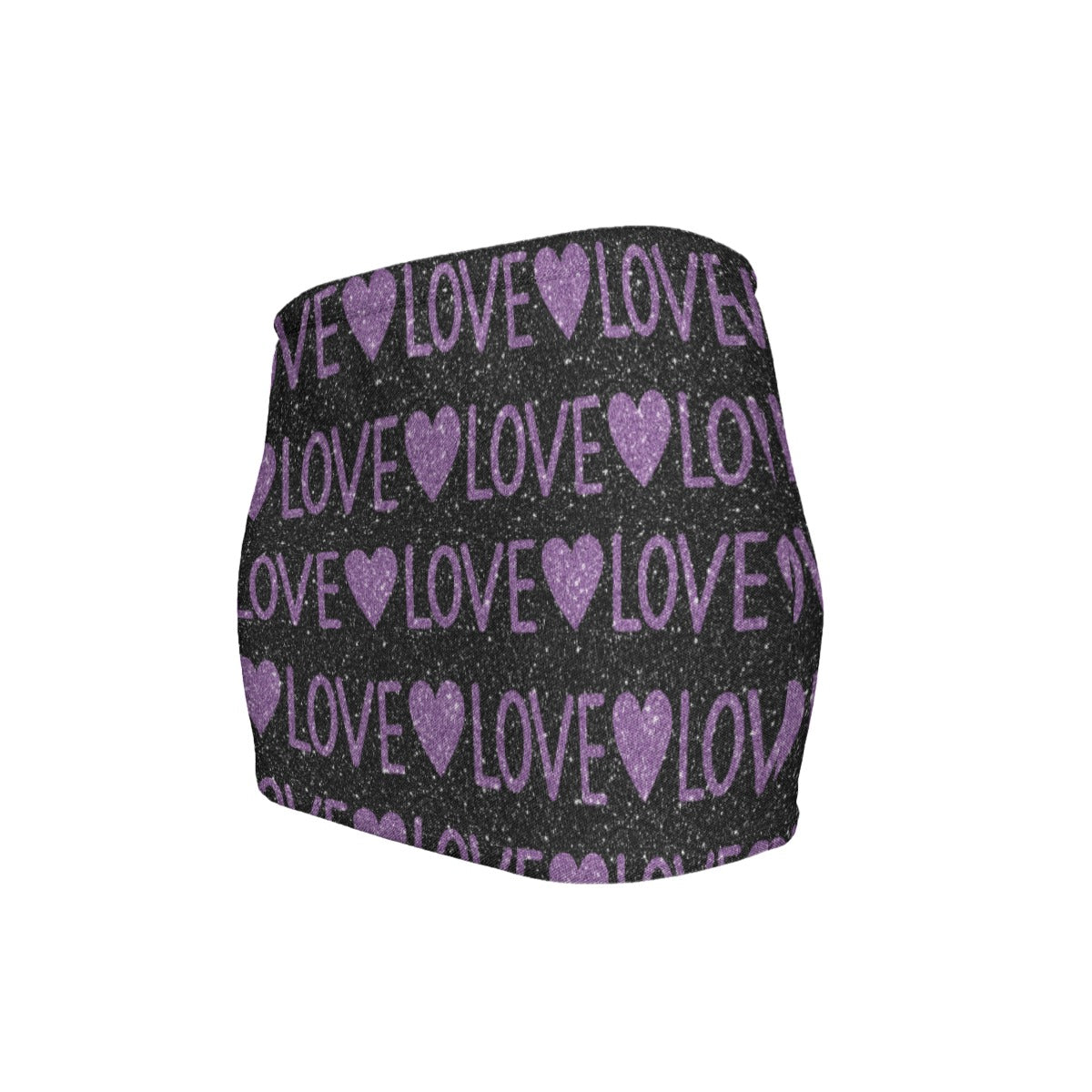 Sparking Purple Love And Hearts Slinky Micro Mini Skirt