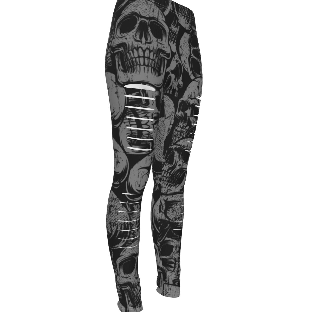 Silver Skulls Ripped Leggings