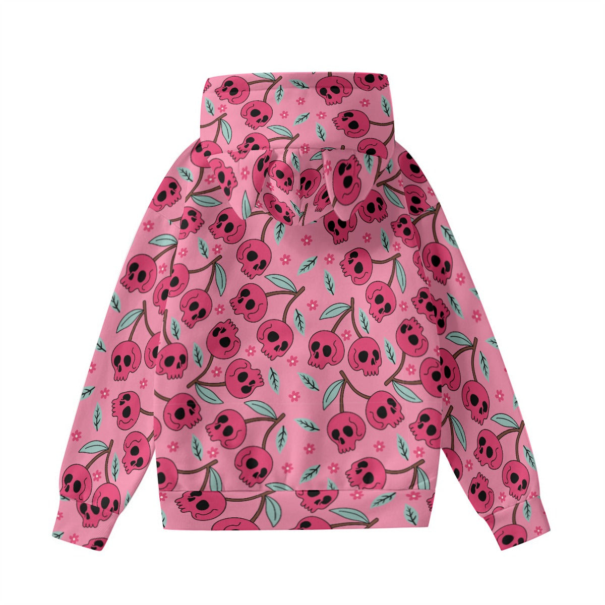 Cherry Skulls Hoodie With Cat Ears