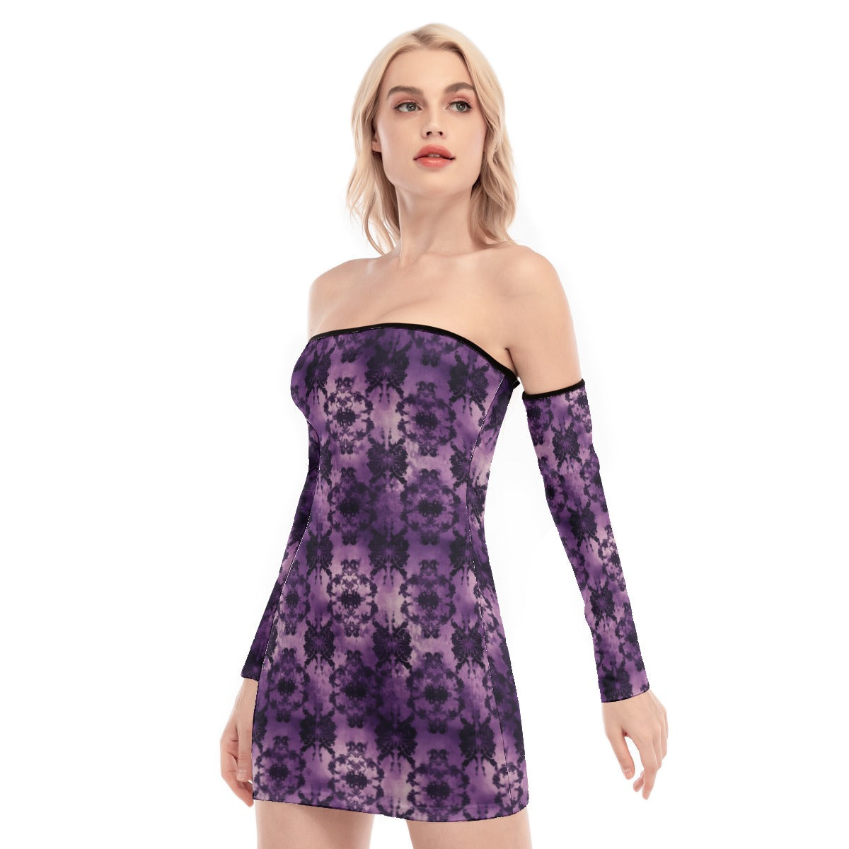 Purple Design Off-shoulder Back Lace-up Dress