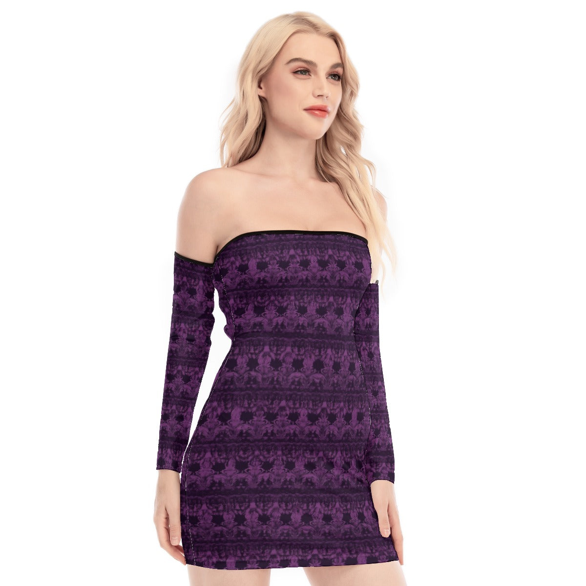 Gothic Purple Off-shoulder Back Lace-up Dress