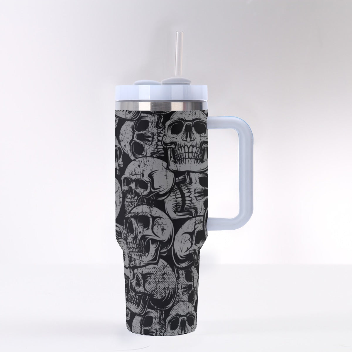 Silver Skulls 40 oz Tumbler With Handle