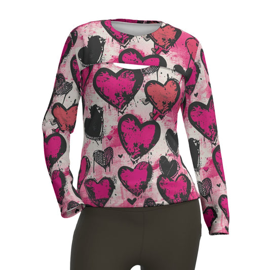 Punk Pink Hearts Two-piece Sport Sweatshirt