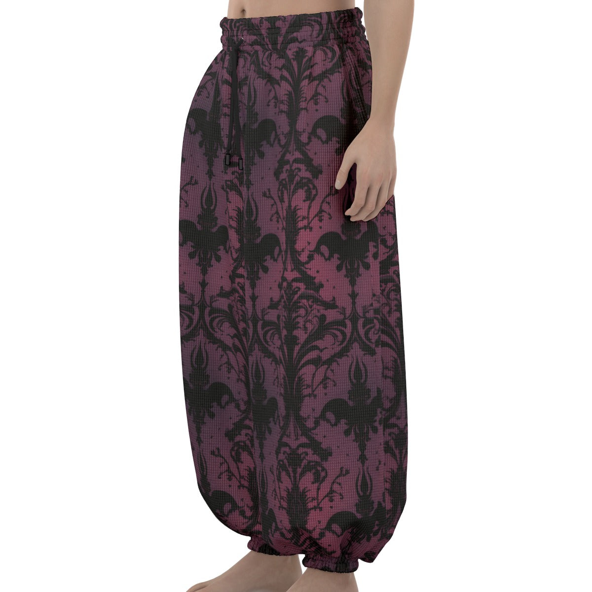 Gothic Black And Purple Lantern Pants