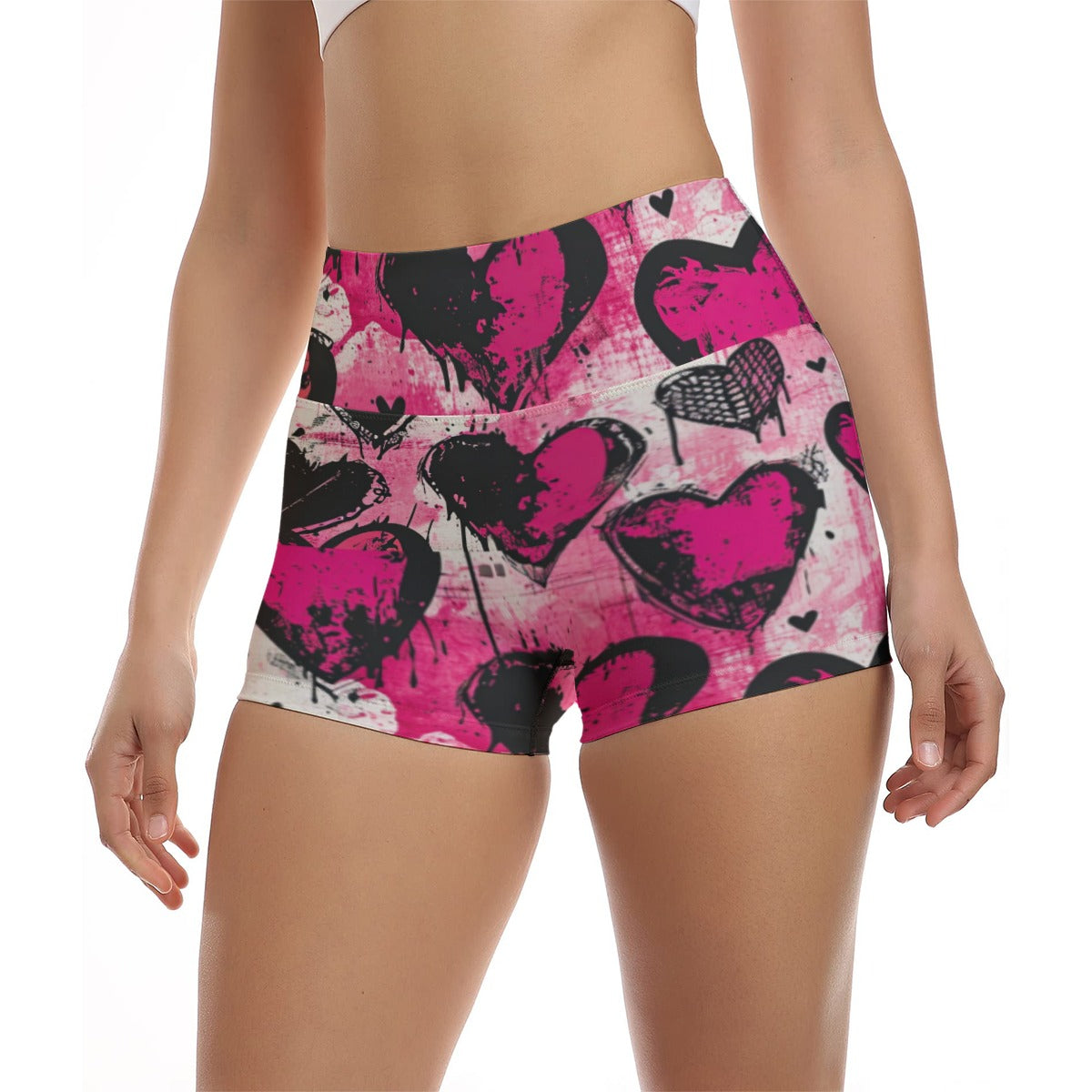 Gothic Hearts Ultra-Short Yoga Shorts