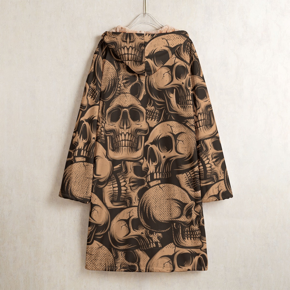 Bronze Skulls Horn Button Long Fleece Windbreaker