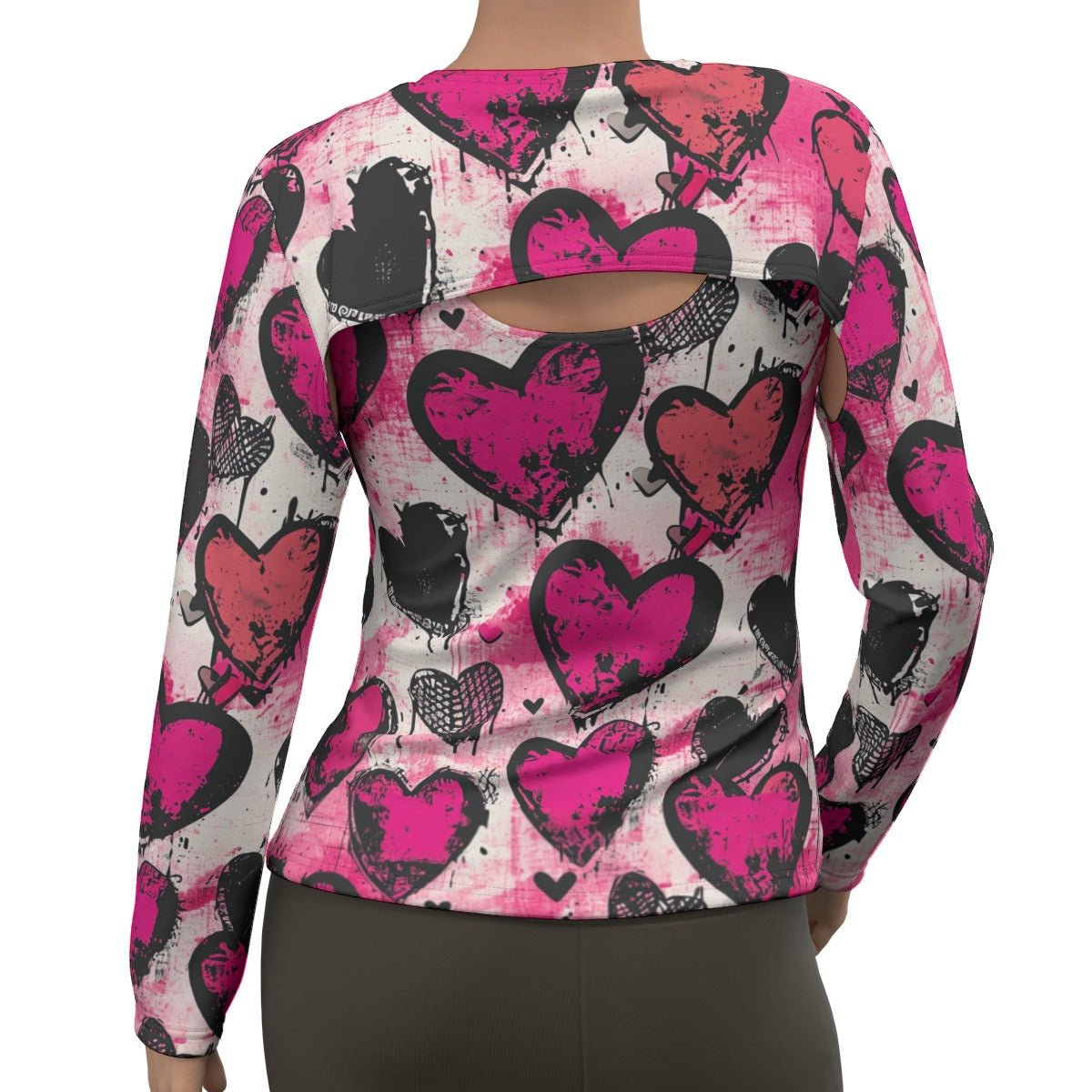 Punk Pink Hearts Two-piece Sport Sweatshirt