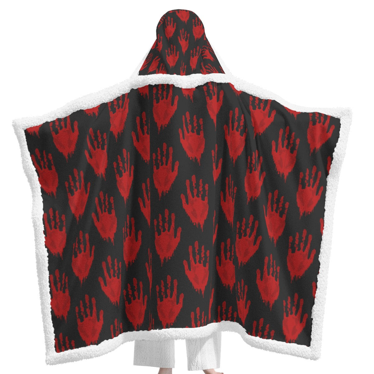 Bloody Hand Prints Wearable Hooded Blanket