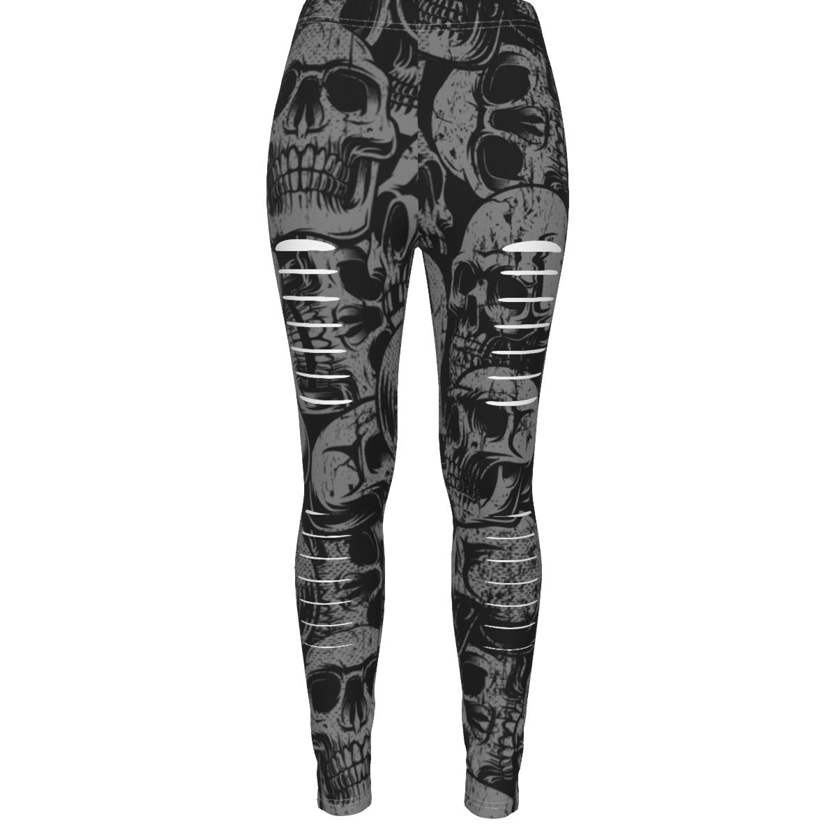 Silver Skulls Ripped Leggings