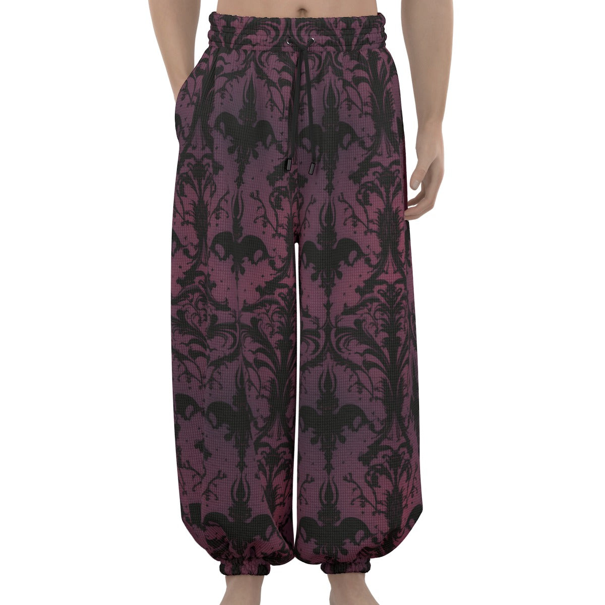 Gothic Black And Purple Lantern Pants