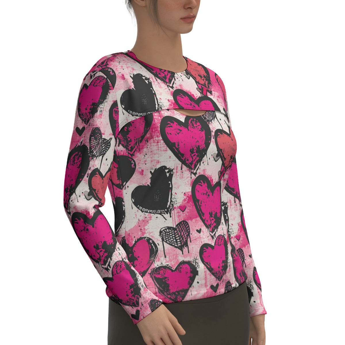 Punk Pink Hearts Two-piece Sport Sweatshirt