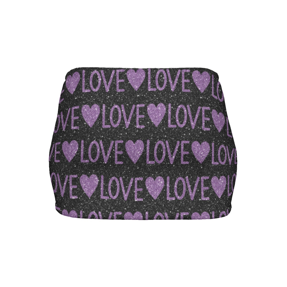 Sparking Purple Love And Hearts Slinky Micro Mini Skirt