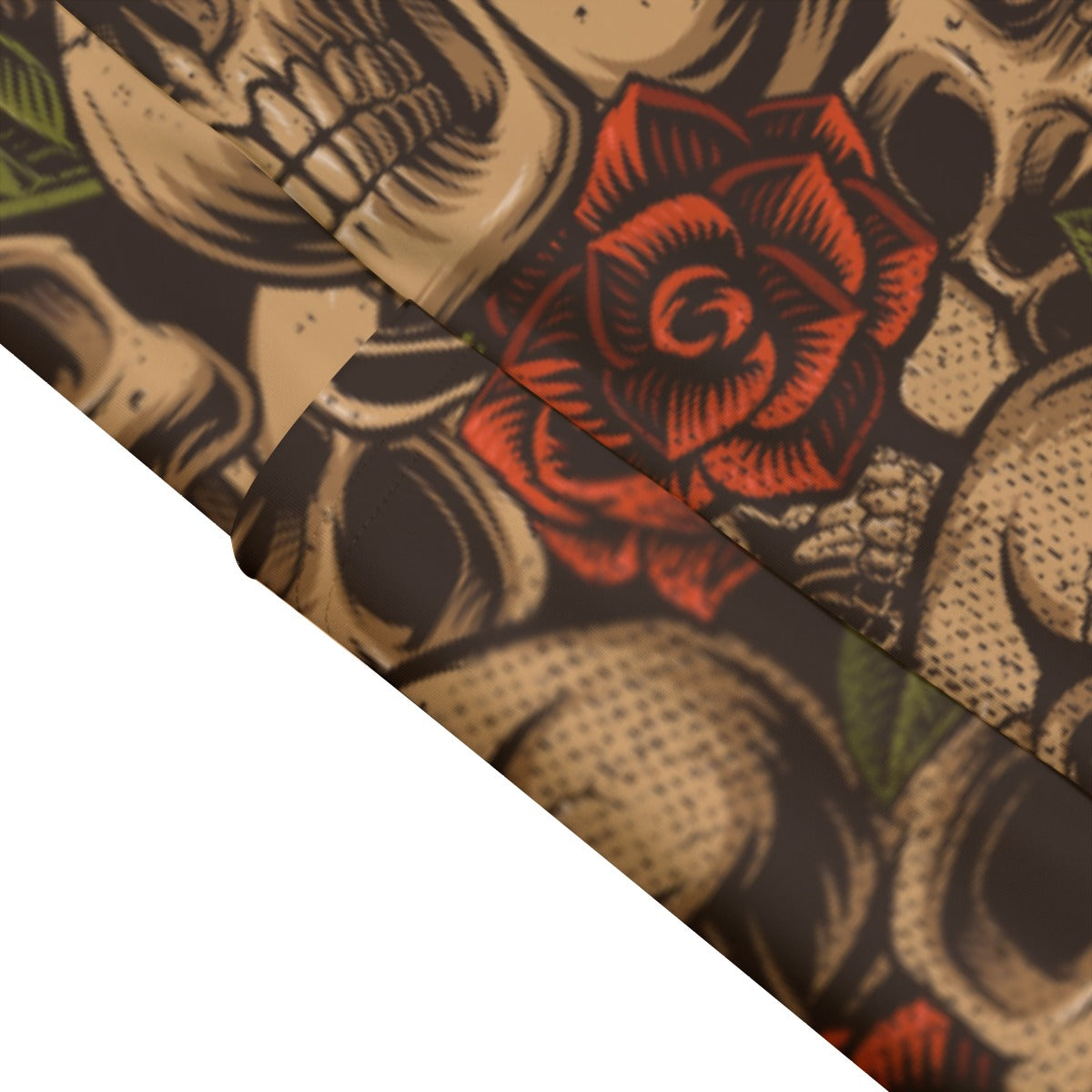 Bronze Skulls And Roses High Waist Leggings With Side Pocket