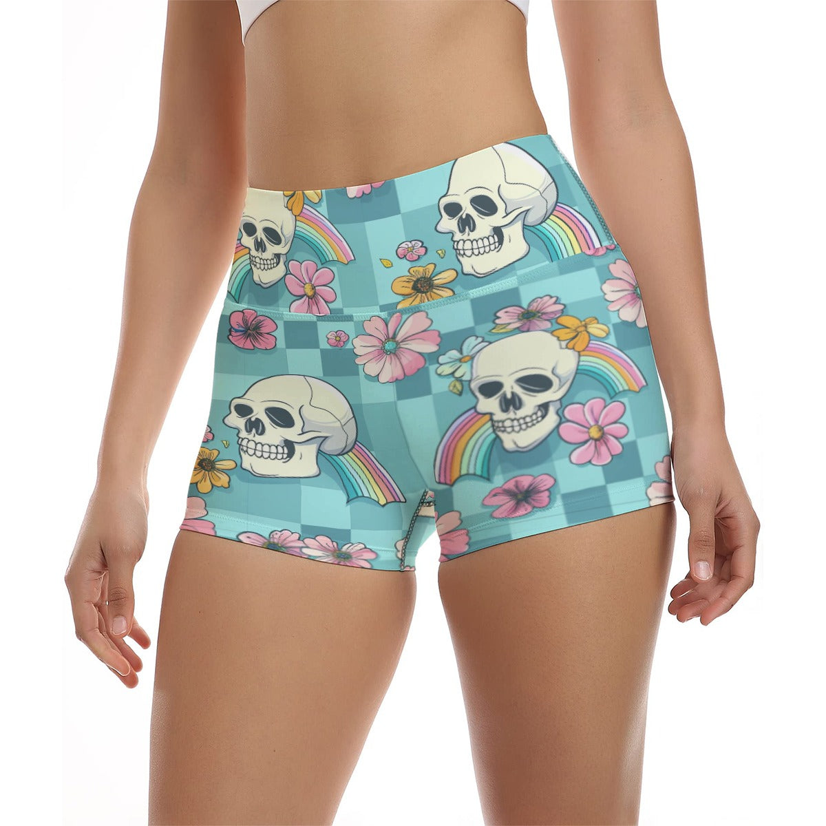 Skulls And Rainbows Ultra-Short Yoga Shorts