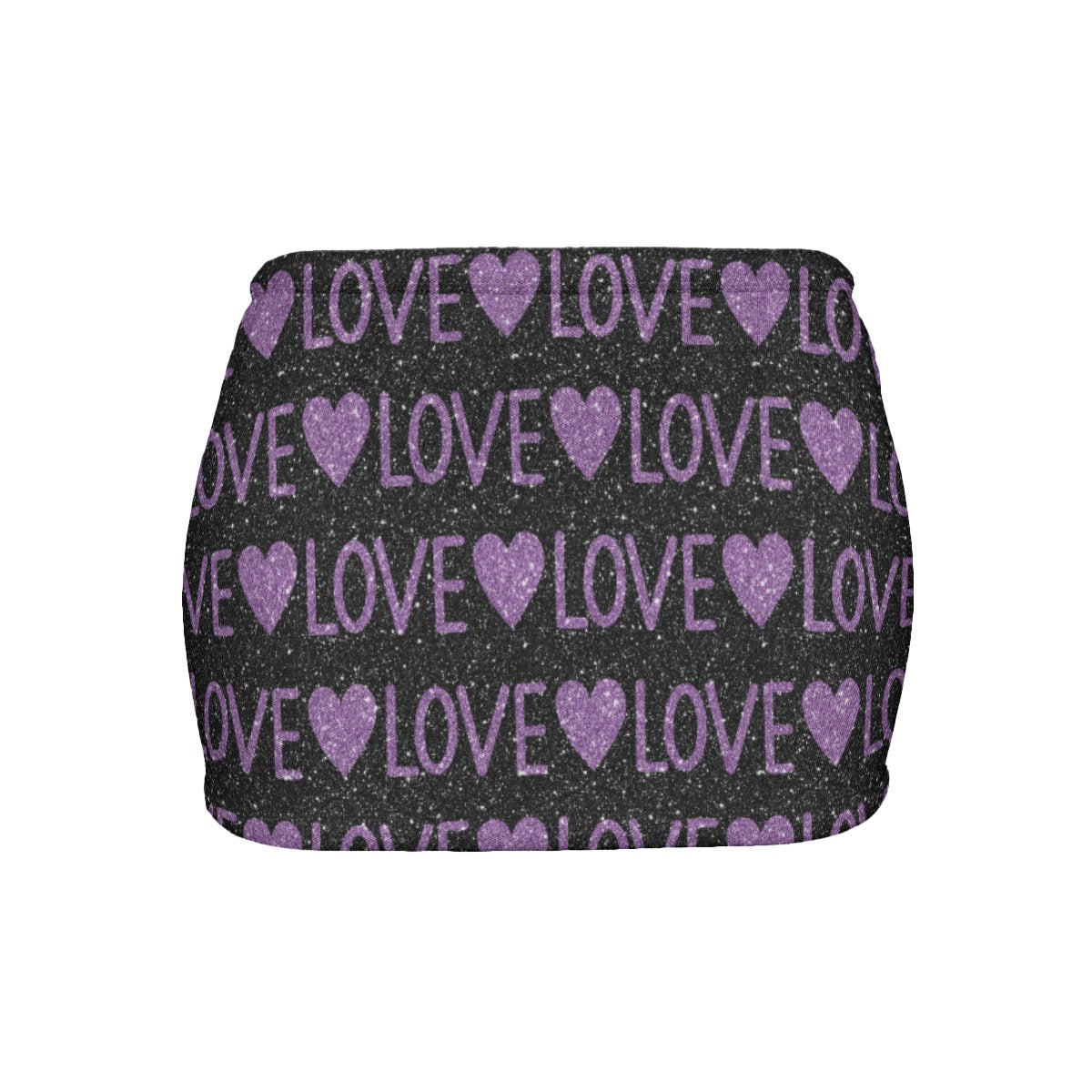 Sparking Purple Love And Hearts Slinky Micro Mini Skirt