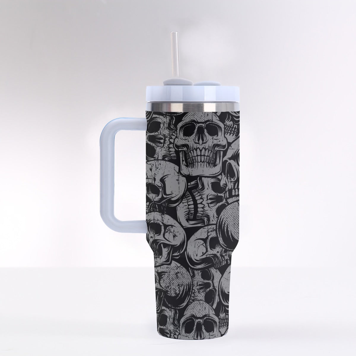 Silver Skulls 40 oz Tumbler With Handle