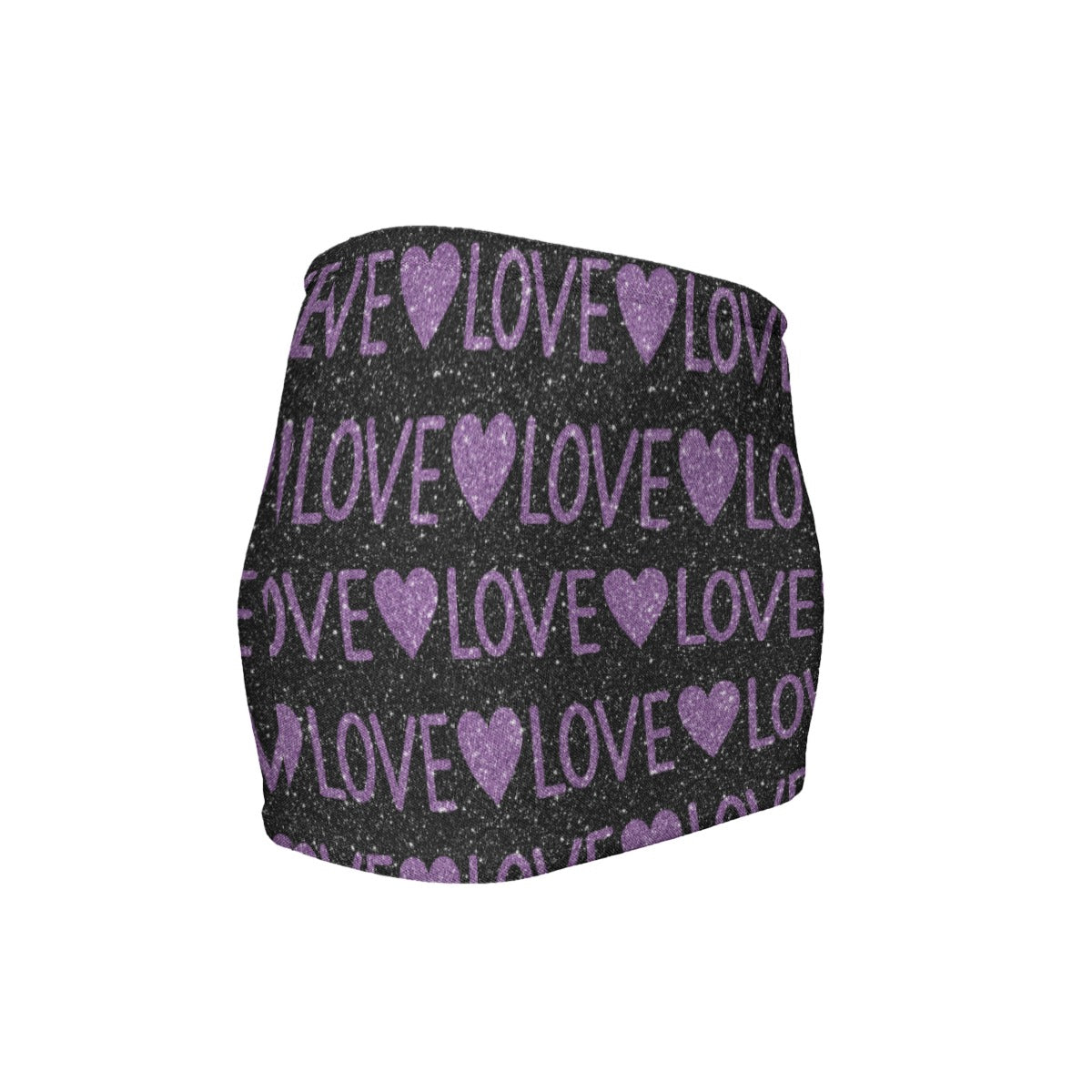 Sparking Purple Love And Hearts Slinky Micro Mini Skirt