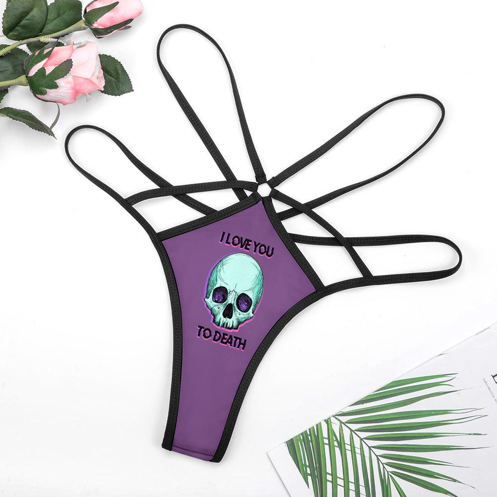 Love You To Death Skull T-back Thong