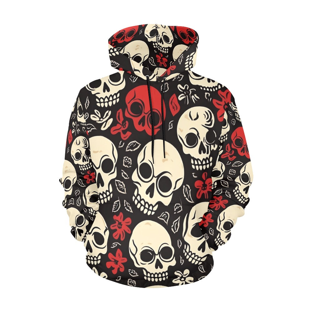 Red And White Skulls Hoodie