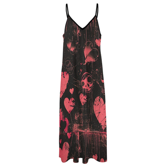 Faded Hearts Sling Ankle Long Dress