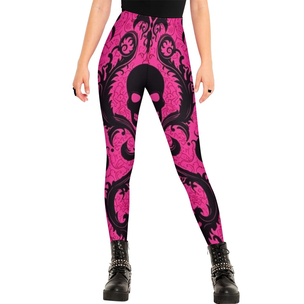 Black Skull Pink Leggings