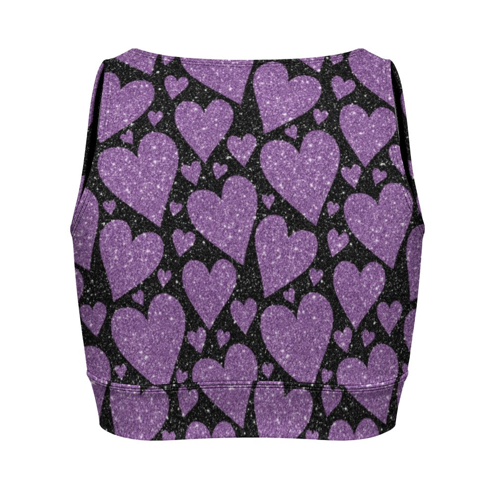 Sparkling Purple Hearts Yoga Zipper Vest