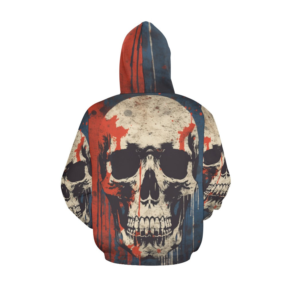 Red And Blue Skull Hoodie