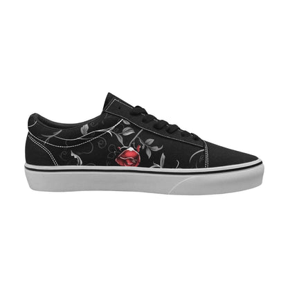 Red Roses And Vines Lace-Up Canvas Shoes