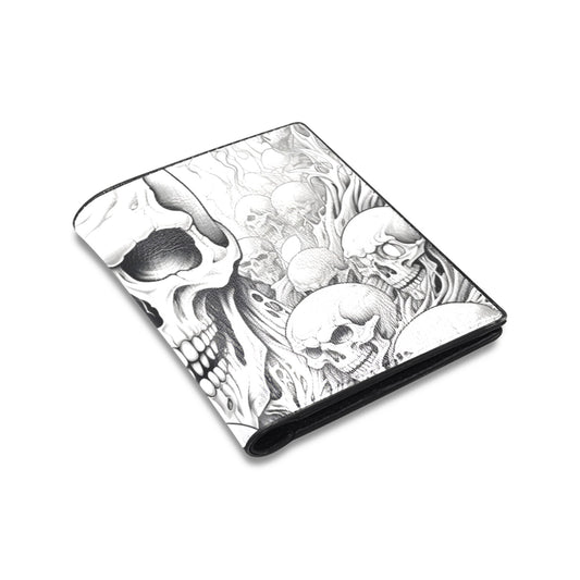 Smiling Sketch Style Skull Leather Wallet