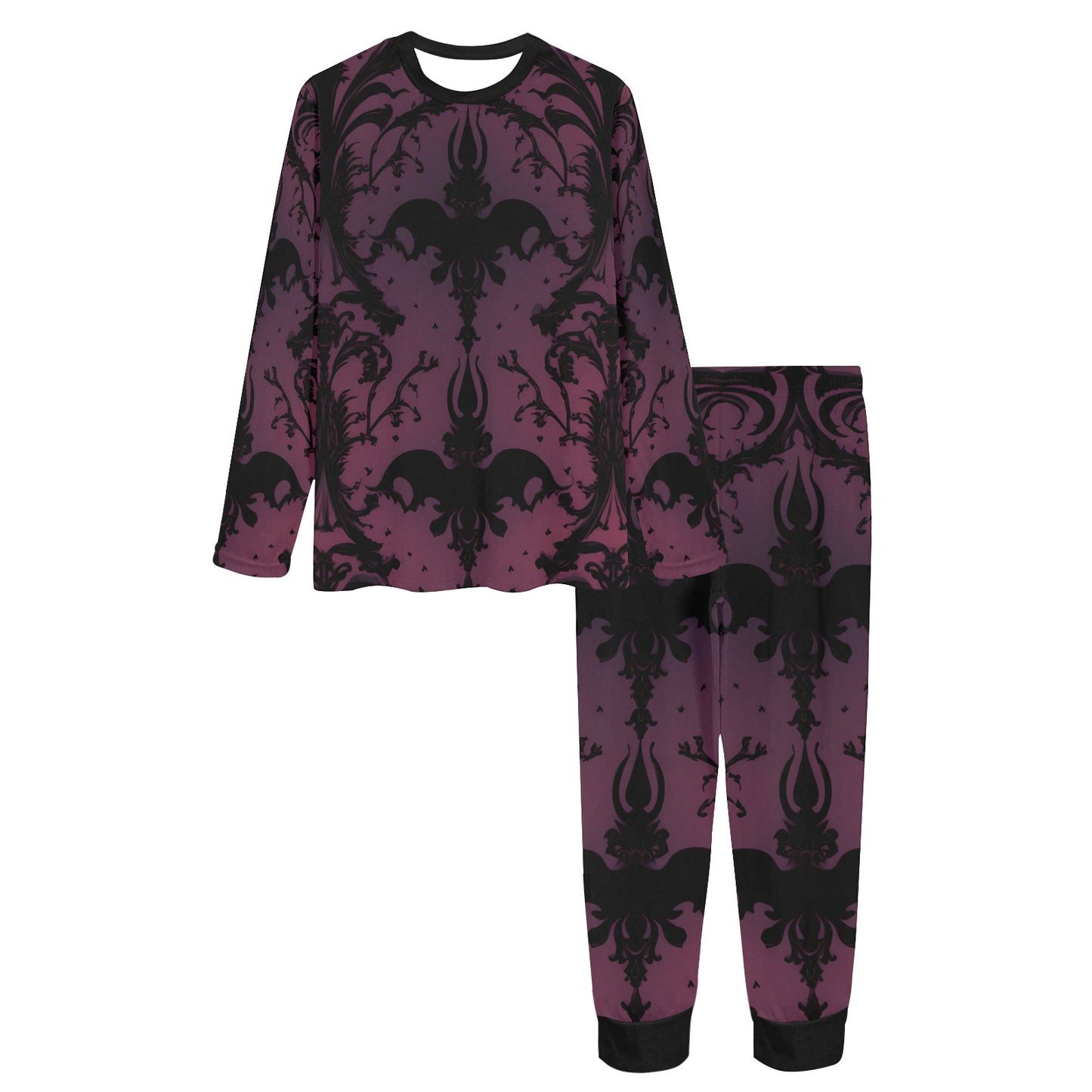 Gothic Purple And Black Pattern Pajama Set