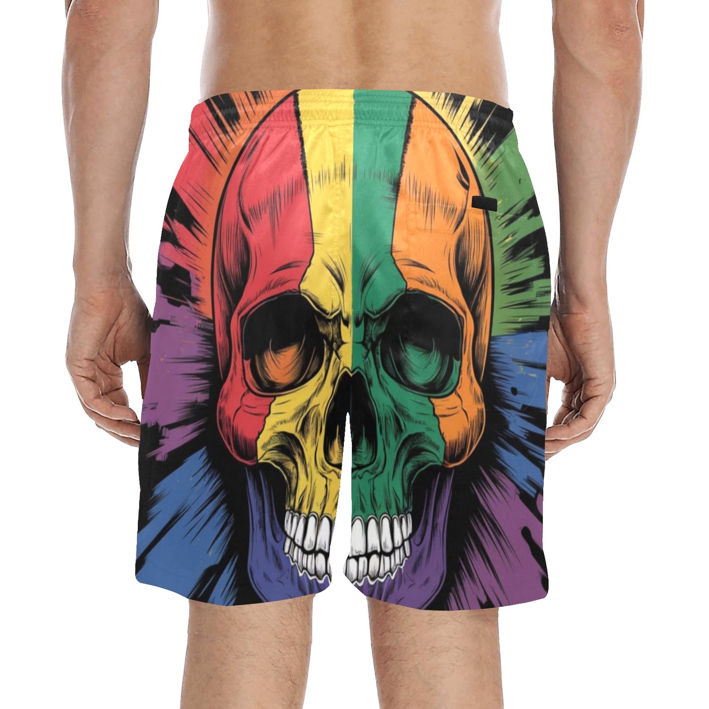 Rainbow Skull Beach Shorts