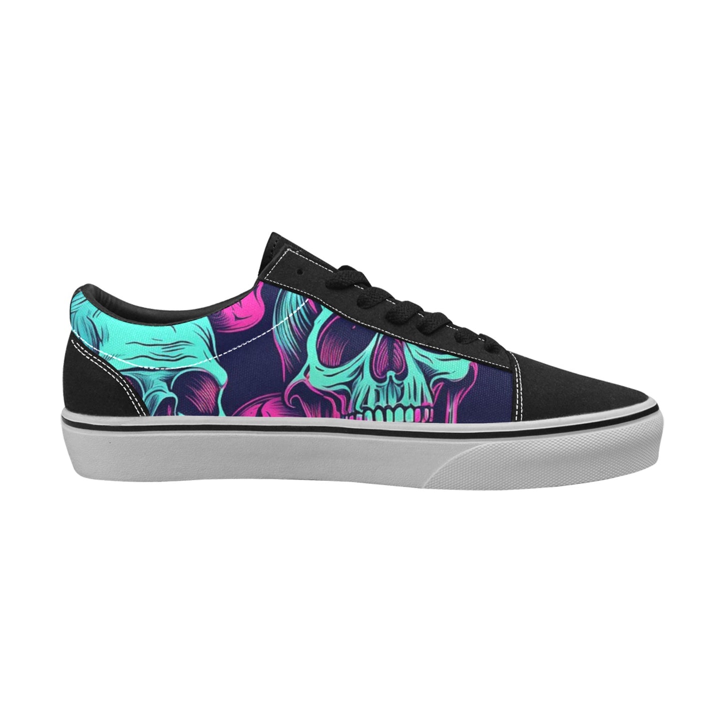 Neon Skulls Lace-Up Canvas Shoes