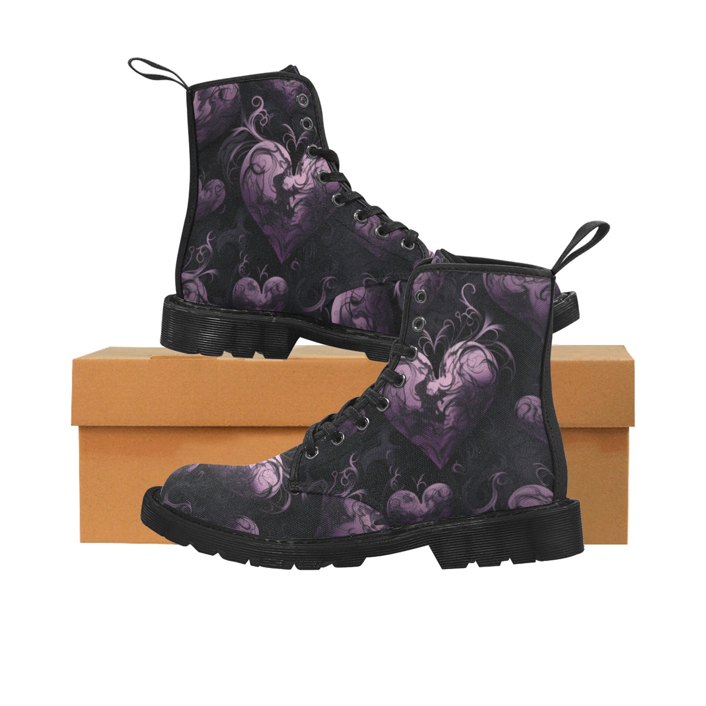 Purple Heart Lace Up Canvas Boots