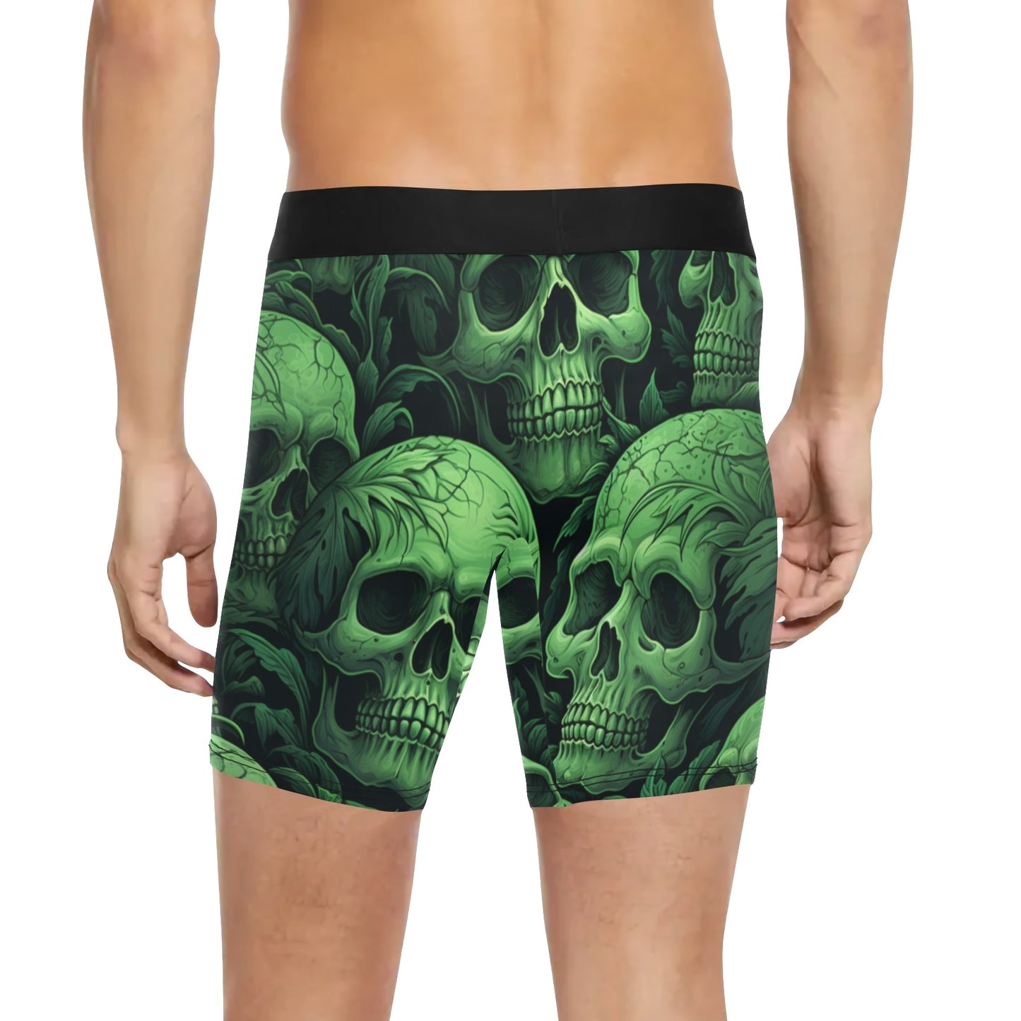 Green Skulls Long Leg Boxers