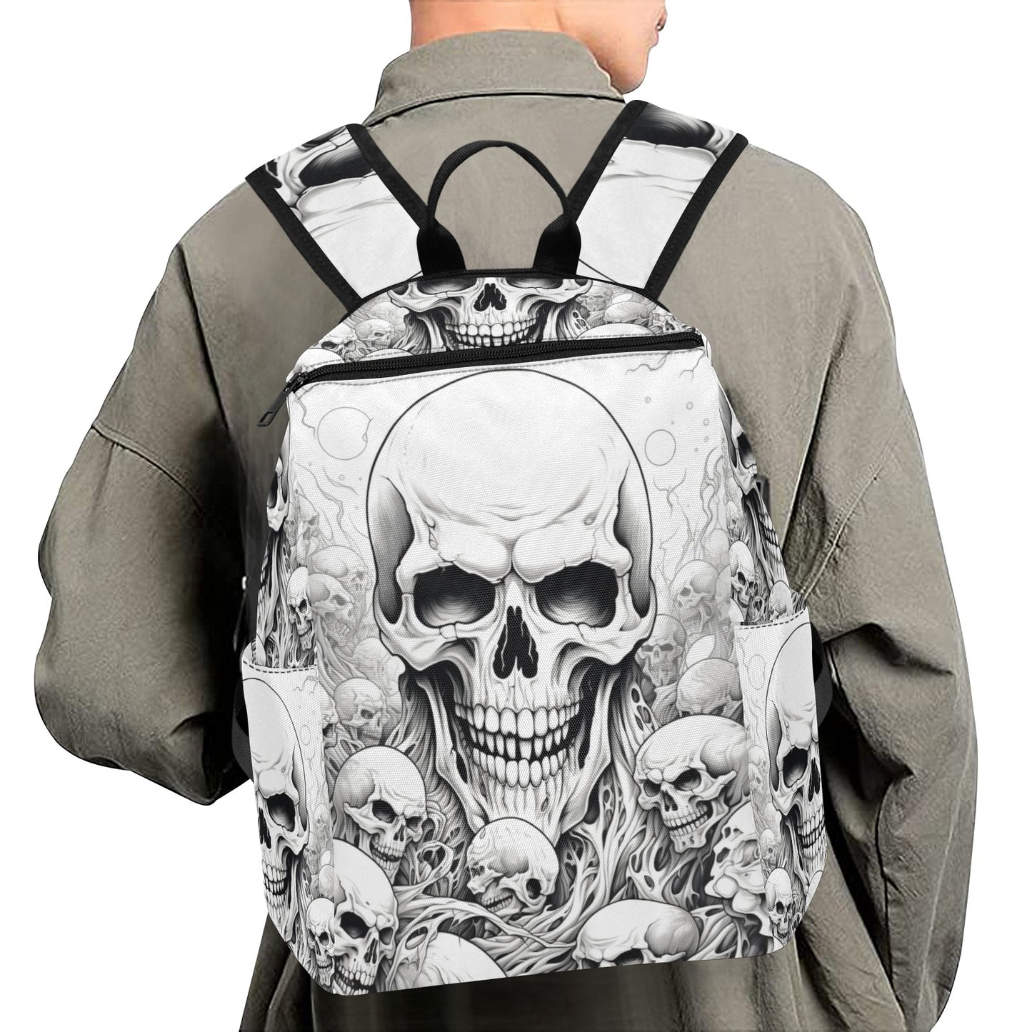 Sketched Style Skulls Lightweight Casual Backpack