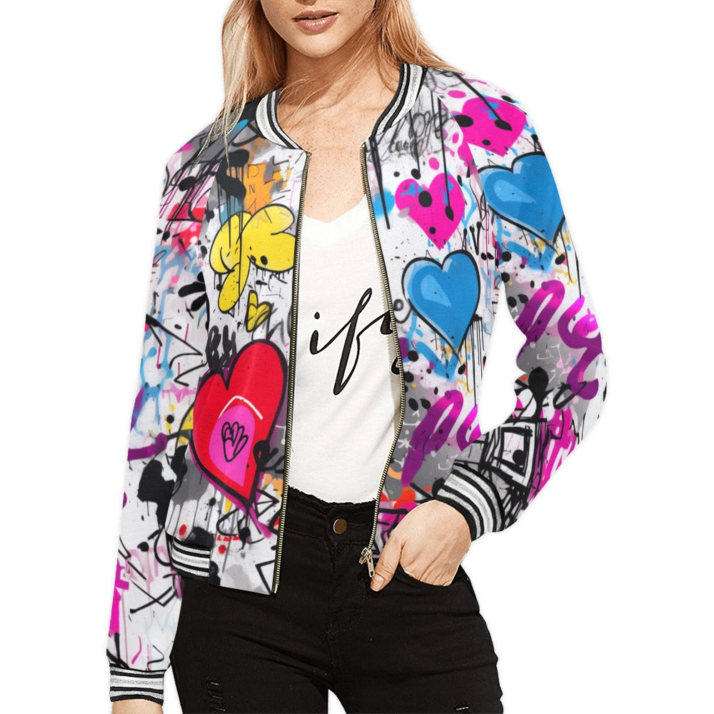 Graffiti Love Design Stripe Jacket