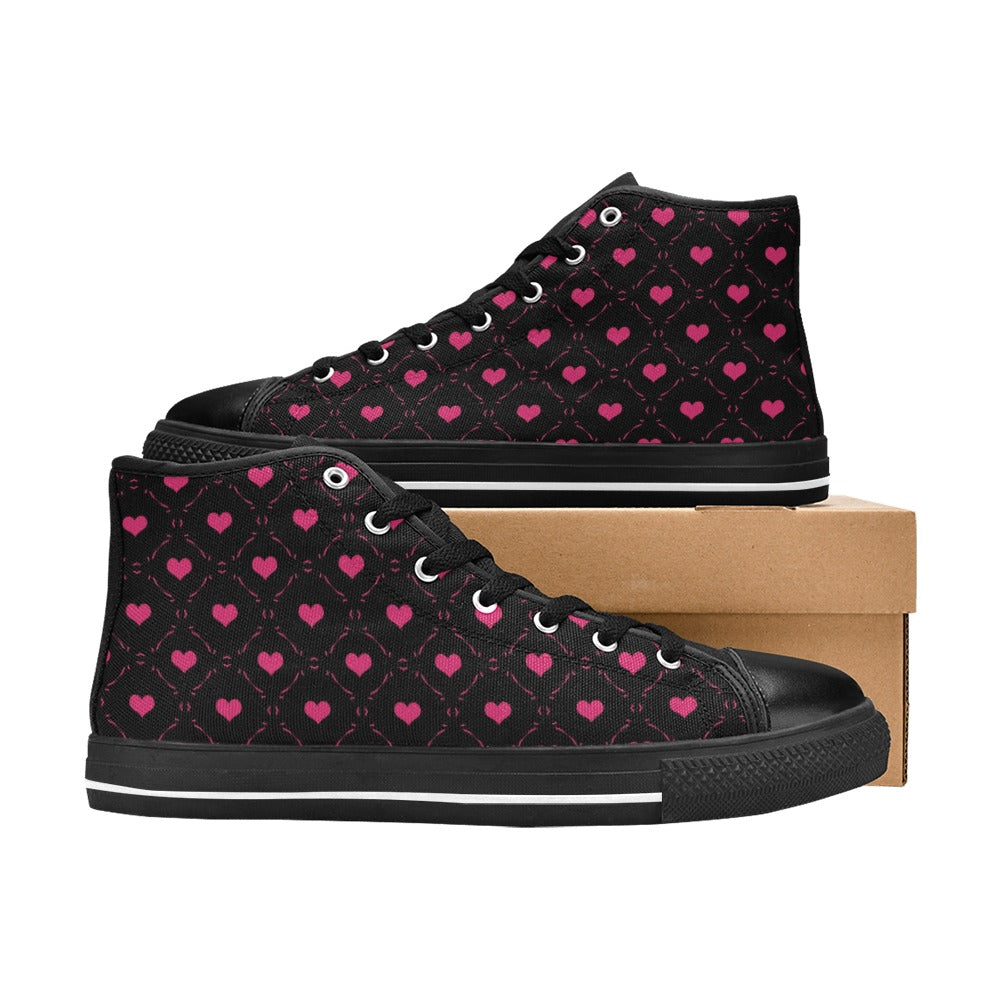 Little Pink Hearts High Top Canvas Shoes