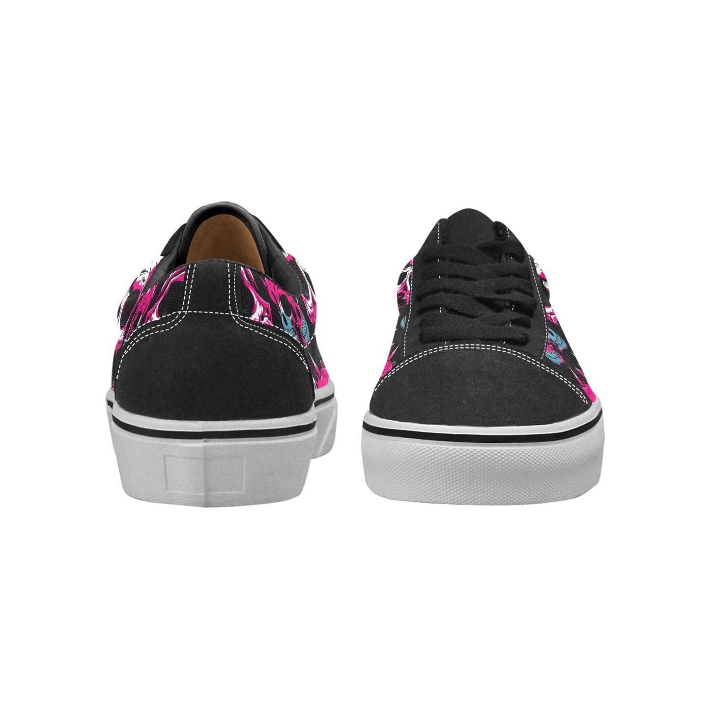 Punk Pink Skulls Lace-Up Canvas Shoes