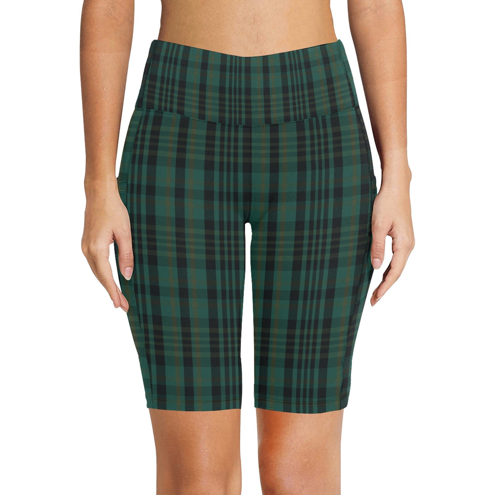 Green Plaid Workout Half Tights