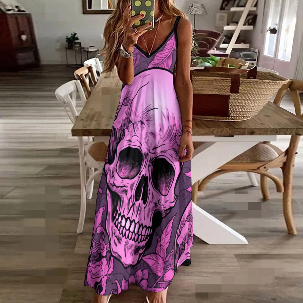 Pink Skull Sling Ankle Long Dress
