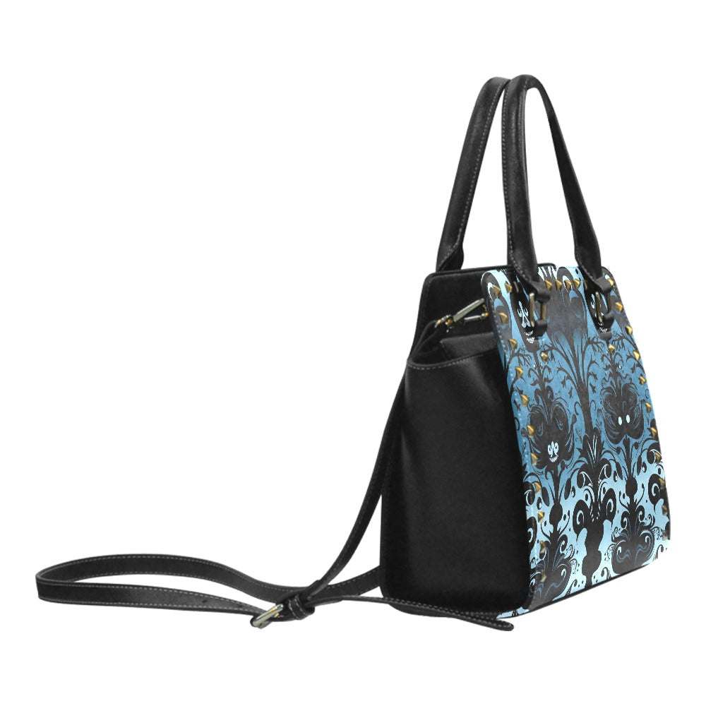 Gothic Blue And Black Rivet Shoulder Handbag