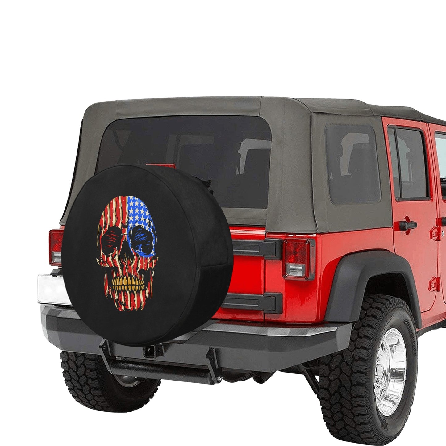 Red White And Blue Skull 17" Spare Tire Cover