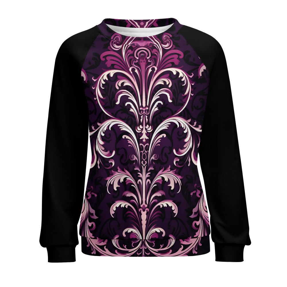 Gothic Purple Design Raglan Round Neck Sweater