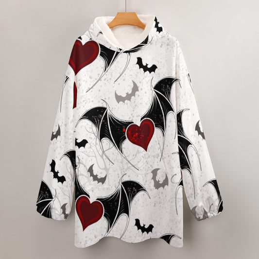 Bats And Hearts Hooded Blanket Sweater