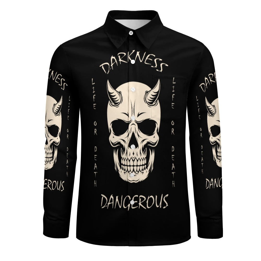 Life Or Death Skull Casual One Pocket Long Sleeve Shirt