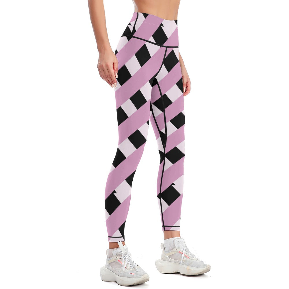 Thatched Pink And Black Yoga Pants