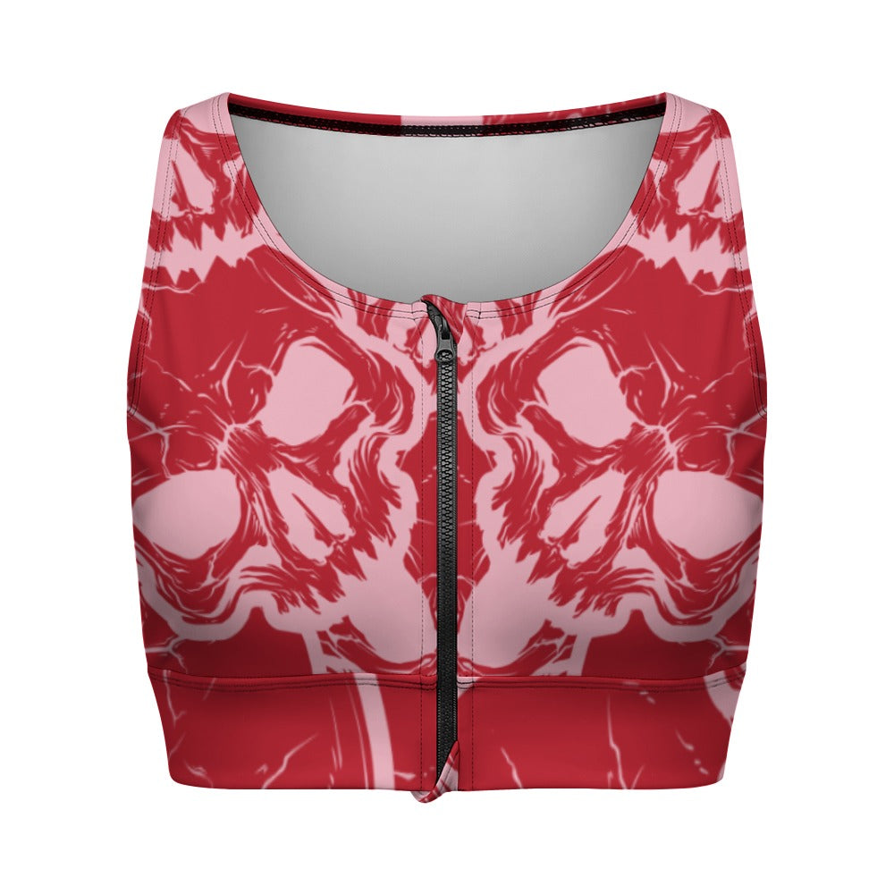 Red Skulls Yoga Zipper Vest